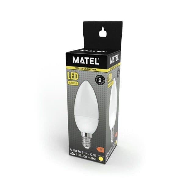 LÂMPADA LED VELA MATEL E14 7W QUENTE - Image 2