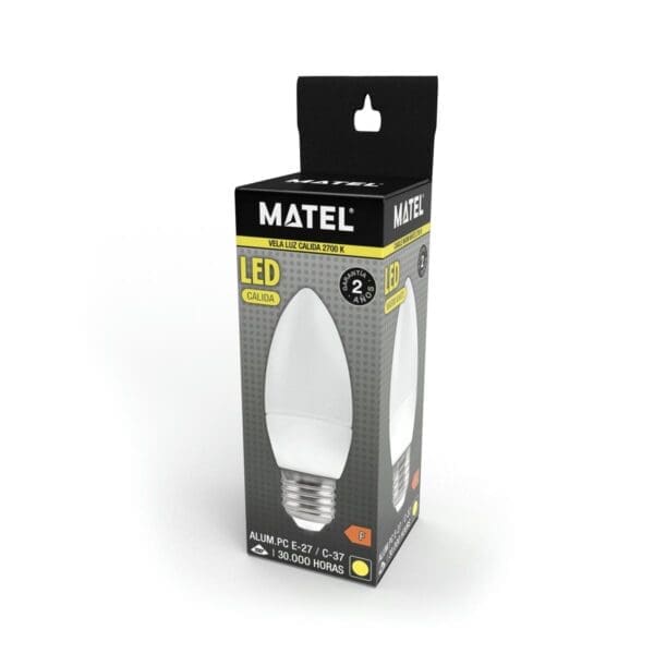 LÂMPADA LED VELA MATEL E27 7W QUENTE - Image 2