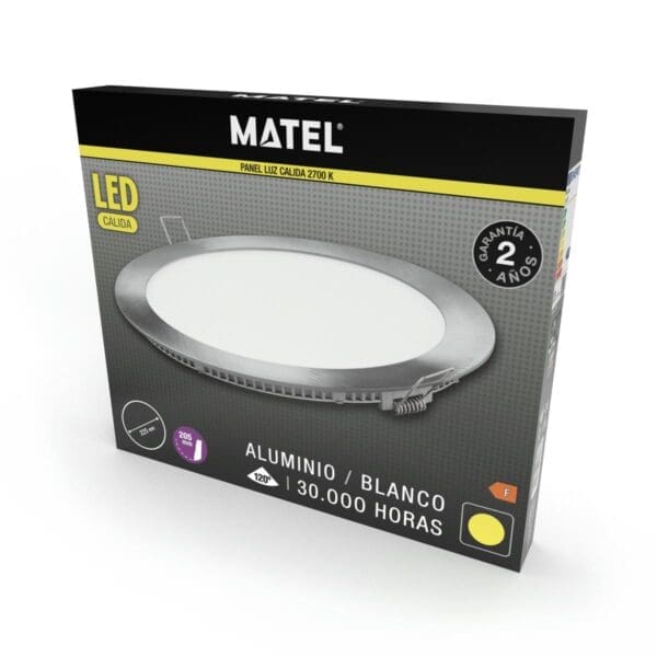 DOWNLIGHT LED REDONDO PRATA MATEL 12W QUENTE - Image 2