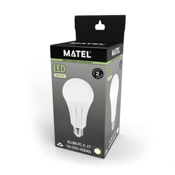 LÂMPADA LED PADRÃO MATEL E27 ALUMÍNIO 18W NEUTRA - Image 2