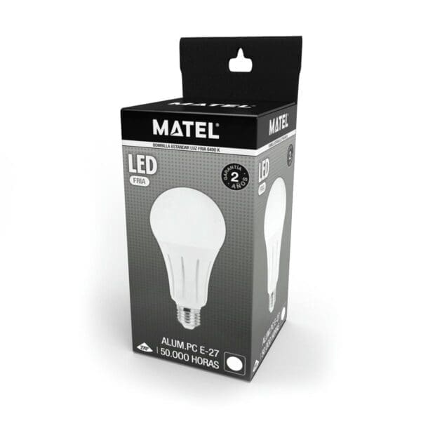 LÂMPADA LED PADRÃO MATEL E27 ALUMÍNIO 24W FRIA - Image 2