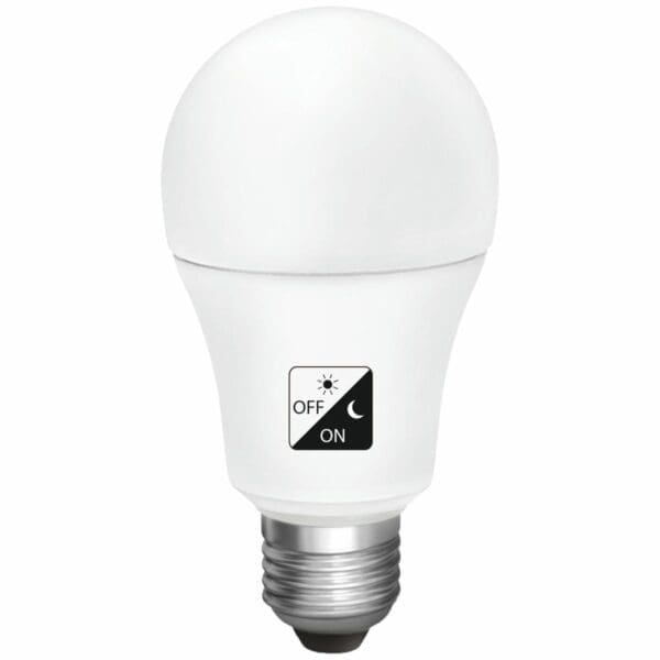 LÂMPADA LED MATEL SENSOR CREPUSCULAR PADRÃO E27 10W QUENTE