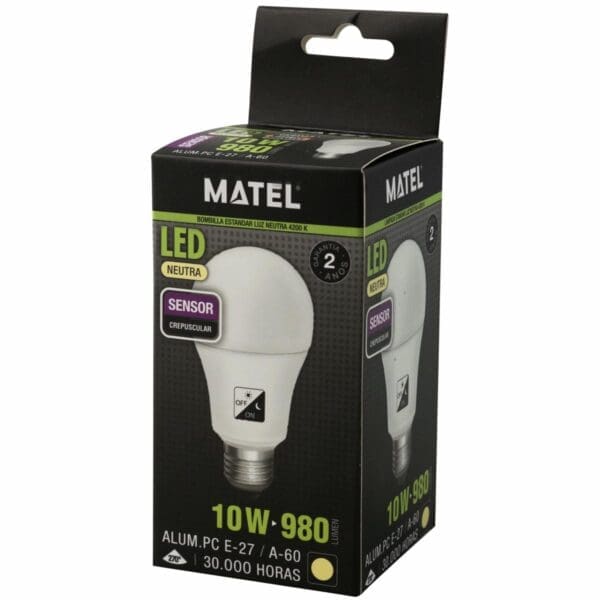 LÂMPADA LED MATEL SENSOR CREPUSCULAR PADRÃO E27 10W NEUTRA - Image 2
