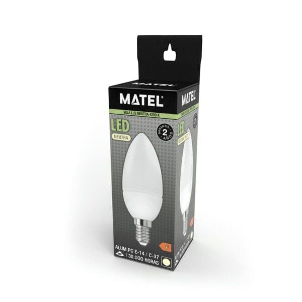 LÂMPADA LED VELA MATEL E14 7W NEUTRA - Image 2