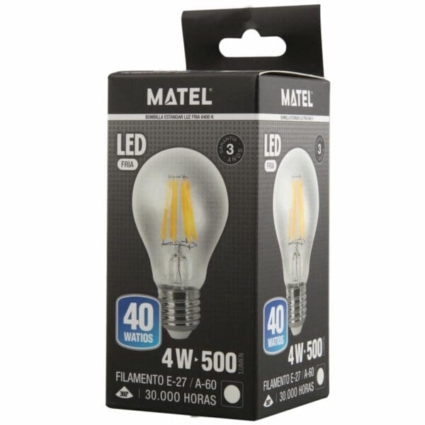 LÂMPADA LED FILAMENTO PADRÃO MATEL E27 A60 4W FRIA CLARA - Image 2