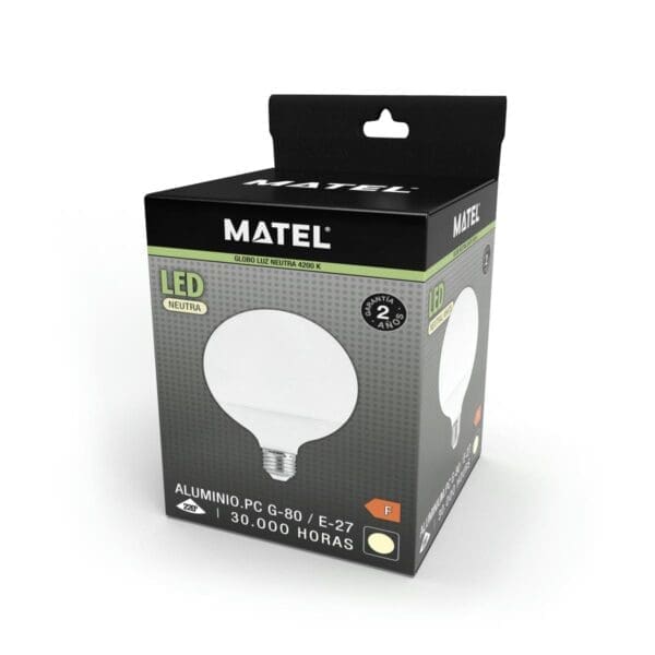 LÂMPADA LED GLOBO MATEL E27 G80 12W NEUTRA - Image 2