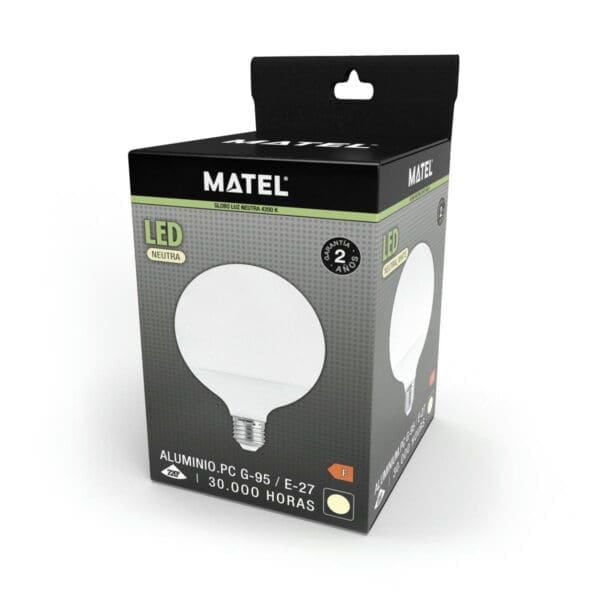 LÂMPADA LED GLOBO MATEL E27 G95 15W NEUTRA - Image 2