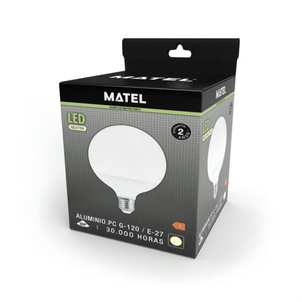 LÂMPADA LED GLOBO MATEL E27 G120 18W NEUTRA - Image 2