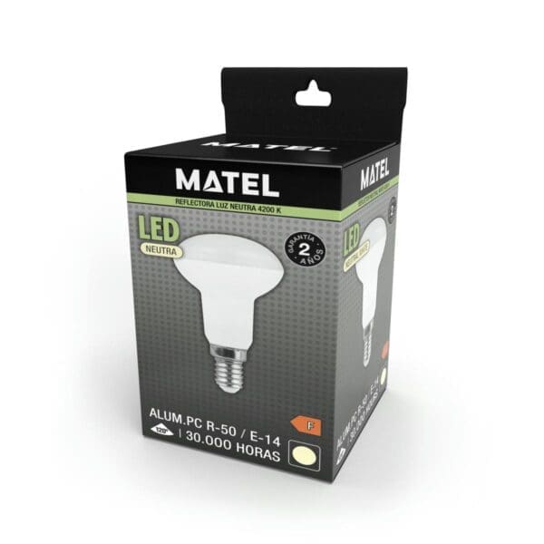 LÂMPADA LED REFLETORA MATEL E14 R50 6W NEUTRA - Image 2