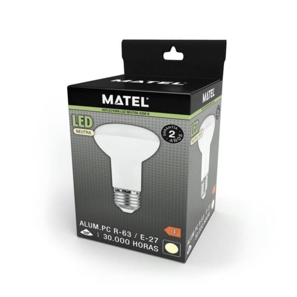 LÂMPADA LED REFLETORA MATEL E27 R63 8W NEUTRA - Image 2
