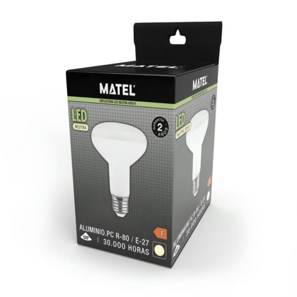 LÂMPADA LED REFLETORA MATEL E27 R80 10W NEUTRA - Image 2
