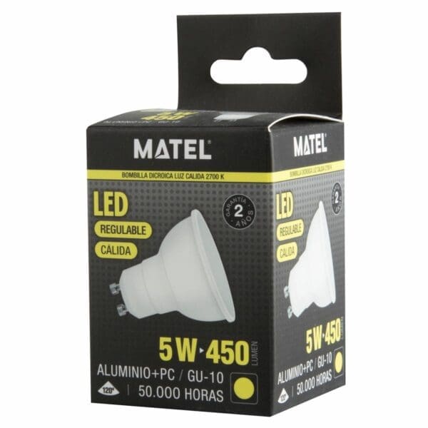 LÂMPADA LED MATEL GU10 REGULÁVEL 5W QUENTE - Image 2