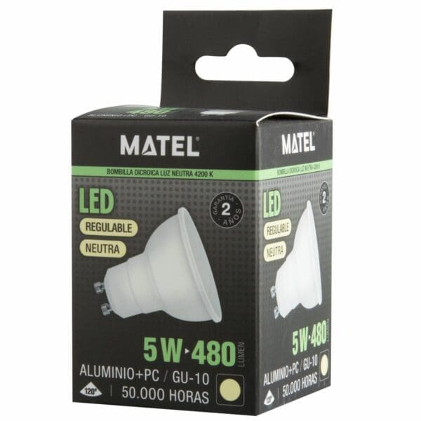 LÂMPADA LED MATEL GU10 REGULÁVEL 5W NEUTRA - Image 2