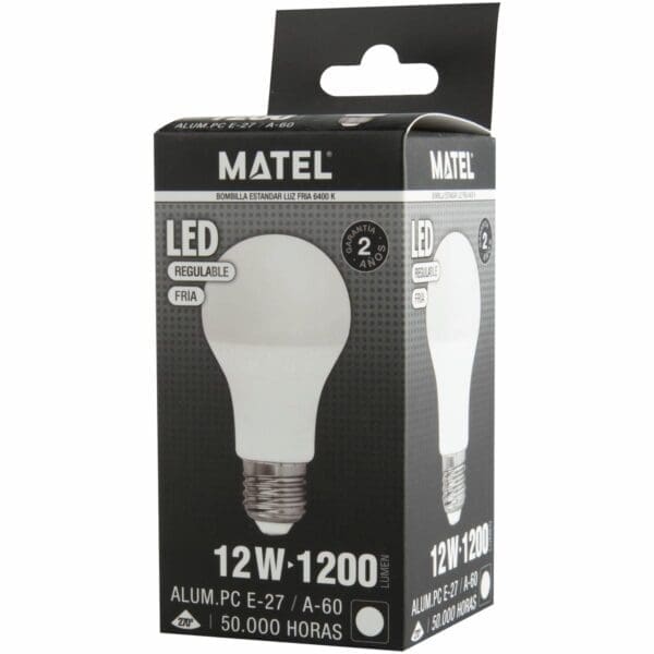 LÂMPADA LED PADRÃO MATEL REGULÁVEL E27 FRIA 12W - Image 2