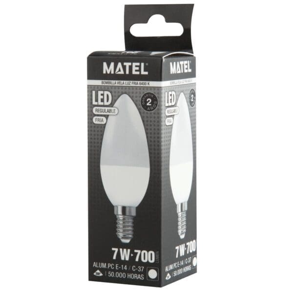 LÂMPADA LED VELA MATEL REGULÁVEL 7W E14 FRIA - Image 2