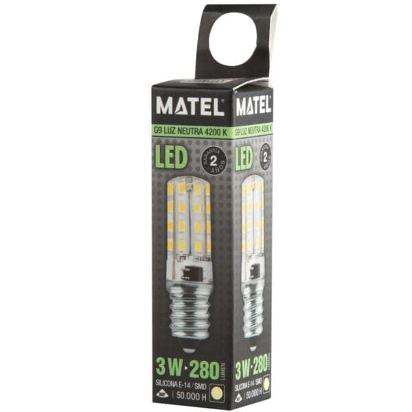 LÂMPADA LED TUBULAR MATEL SILICONE E14 3W NEUTRA - Image 2