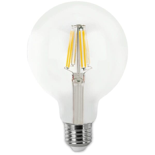 LÂMPADA LED GLOBO FILAMENTO MATEL E27 G80 8W QUENTE CLARA