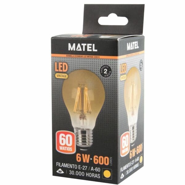 LÂMPADA LED PADRÃO VINTAGE FILAMENTO MATEL E27 6W - Image 2