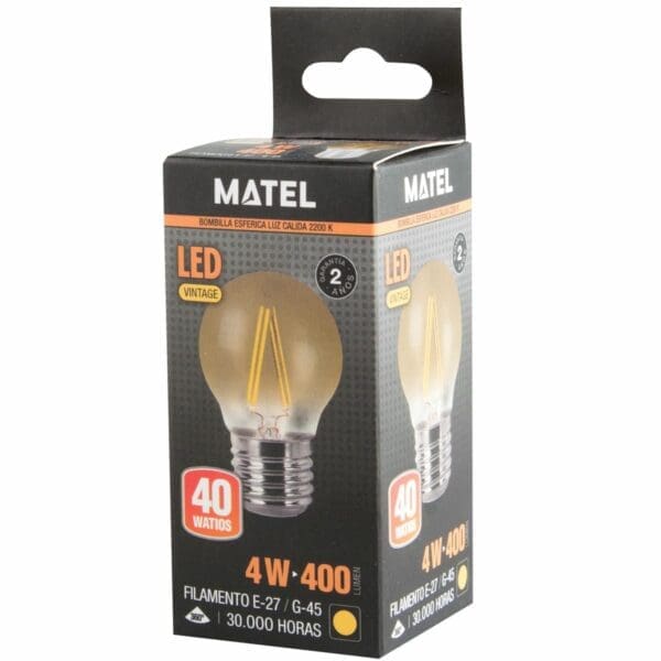 LÂMPADA LED ESFÉRICA VINTAGE FILAMENTO MATEL E27 4W - Image 2