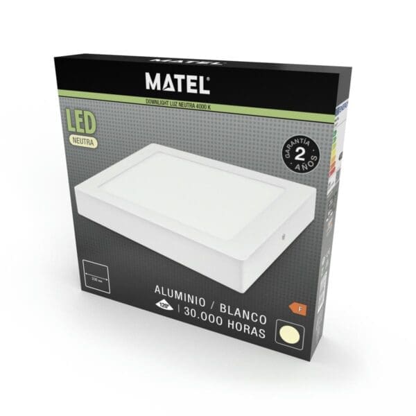 DOWNLIGHT LED SUPERFÍCIE QUADRADO BRANCO MATEL 24W NEUTRO - Image 2
