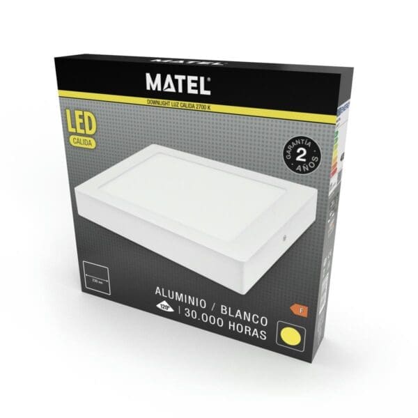 DOWNLIGHT LED SUPERFÍCIE QUADRADO BRANCO MATEL 24W QUENTE - Image 2