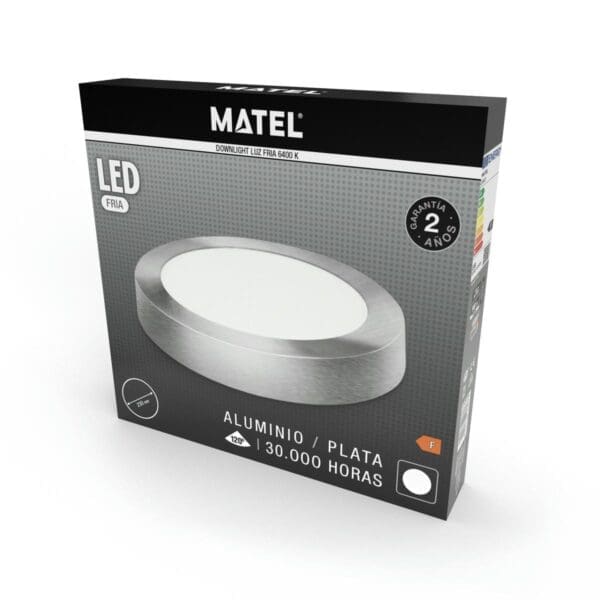 DOWNLIGHT LED SUPERFÍCIE REDONDO PRATA MATEL 24W FRIA - Image 2