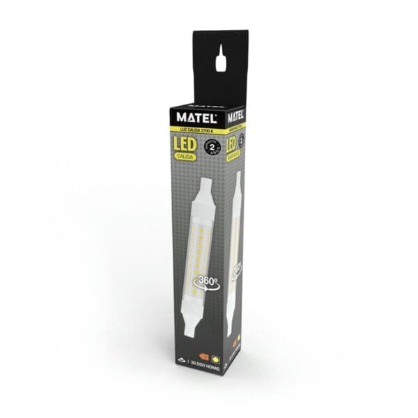 LÂMPADA LED LINEAR MATEL 118MM R7S 8W QUENTE - Image 2