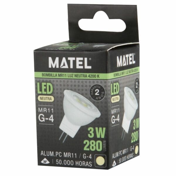 LÂMPADA LED DICROICA MATEL MR11 3W NEUTRA - Image 2