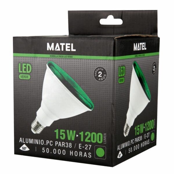 LÂMPADA LED MATEL PAR38 IP65 E27 15W VERDE - Image 2