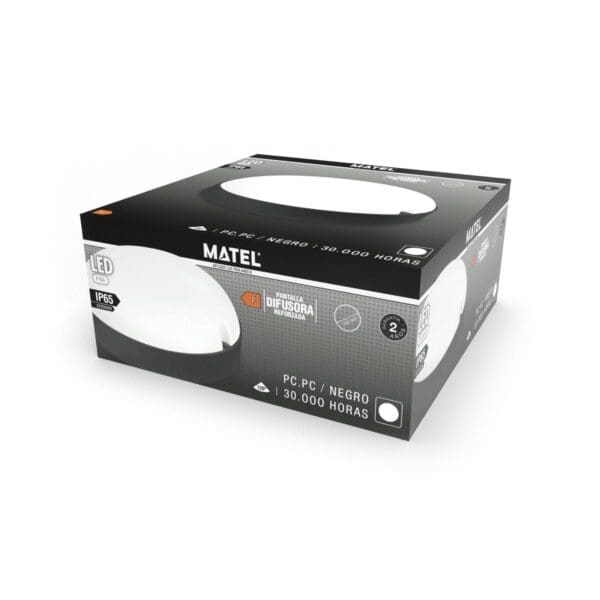 APLIQUE LED REDONDO MATEL EXTERIOR IP65 PRETO 12W FRIA - Image 2