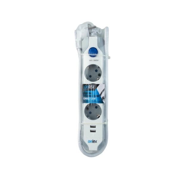 BASE ONLEX PRO 3 TOMADAS + 2USB INTERRUPTOR 1,5 MTS - Image 2
