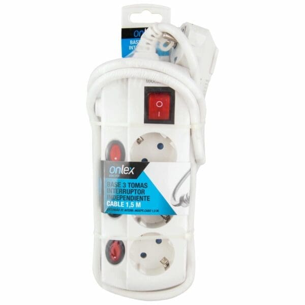 BASE INTERRUPTOR INDIVIDUAL ONLEX CABO 1,5 MTS 3 TOMADAS - Image 2
