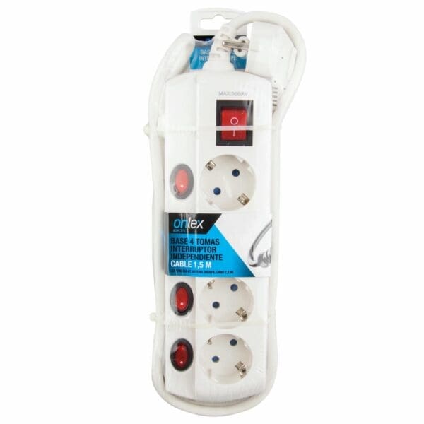 BASE INTERRUPTOR INDIVIDUAL ONLEX CABO 1,5 MTS 4 TOMADAS - Image 2