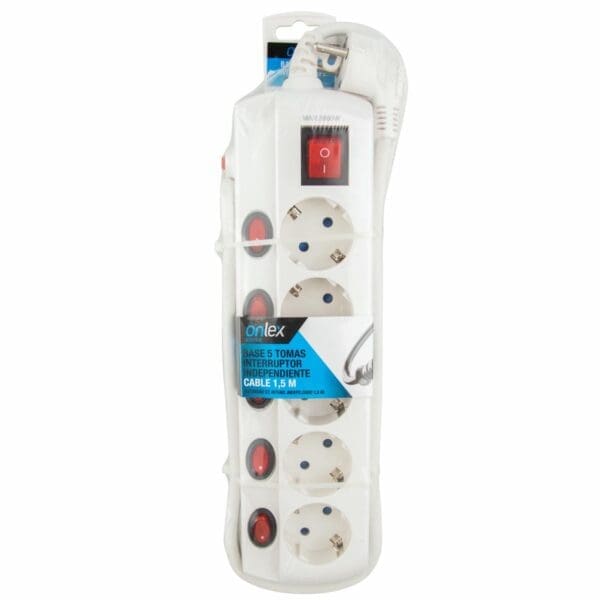 BASE INTERRUPTOR INDIVIDUAL ONLEX CABO 1,5 MTS 5 TOMADAS - Image 2