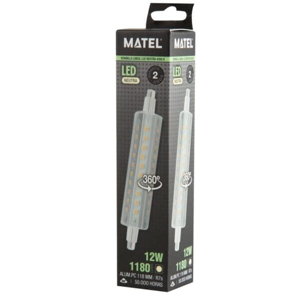 LÂMPADA LED LINEAR MATEL 118MM R7S 12W NEUTRA - Image 2