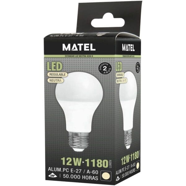 LÂMPADA LED PADRÃO MATEL REGULÁVEL E27 NEUTRA 12W - Image 2