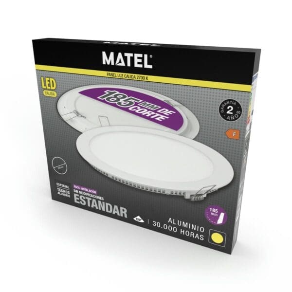 DOWNLIGHT LED REDONDO PLANO MATEL BRANCO 18W QUENTE - Image 2