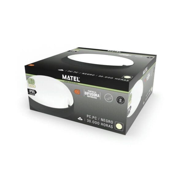 APLIQUE LED REDONDO MATEL EXTERIOR IP65 PRETO 12W NEUTRA - Image 2