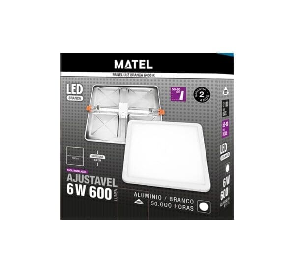 DOWNLIGHT LED QUADRADO AJUSTÁVEL BRANCO MATEL 6W QUENTE - Image 2