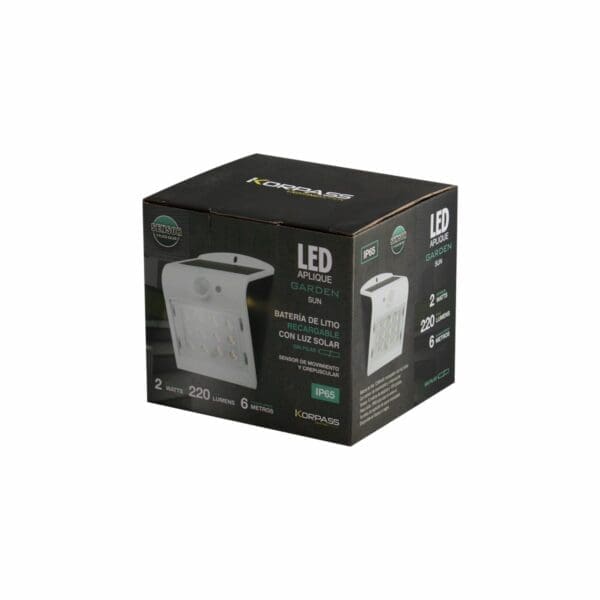 APLIQUE LED SOLAR KORPASS COM SENSOR 2W BRANCO FRIA - Image 2