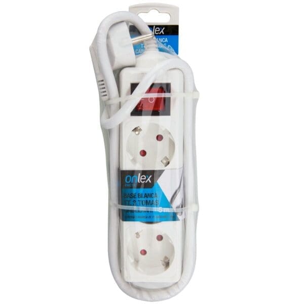 BASE BRANCA ONLEX T/T COM INTERRUPTOR CABO 5 MTS 3 TOMADAS - Image 2