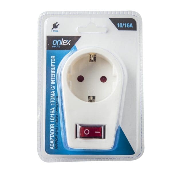 ADAPTADOR 1 TOMADA ONLEX BRANCO COM INTERRUPTOR BLISTER - Image 2