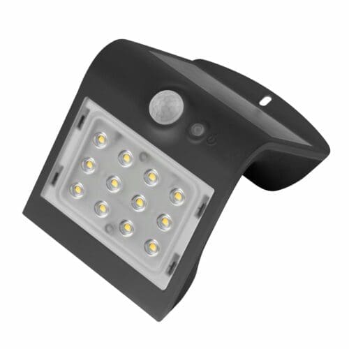 APLIQUE LED SOLAR KORPASS COM SENSOR 2W PRETO FRIA