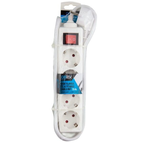 BASE BRANCA ONLEX T/T COM INTERRUPTOR CABO 5 MTS 4 TOMADAS - Image 2