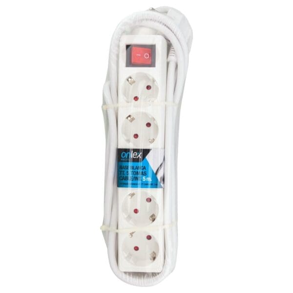 BASE BRANCA ONLEX T/T COM INTERRUPTOR CABO 5 MTS 5 TOMADAS - Image 2