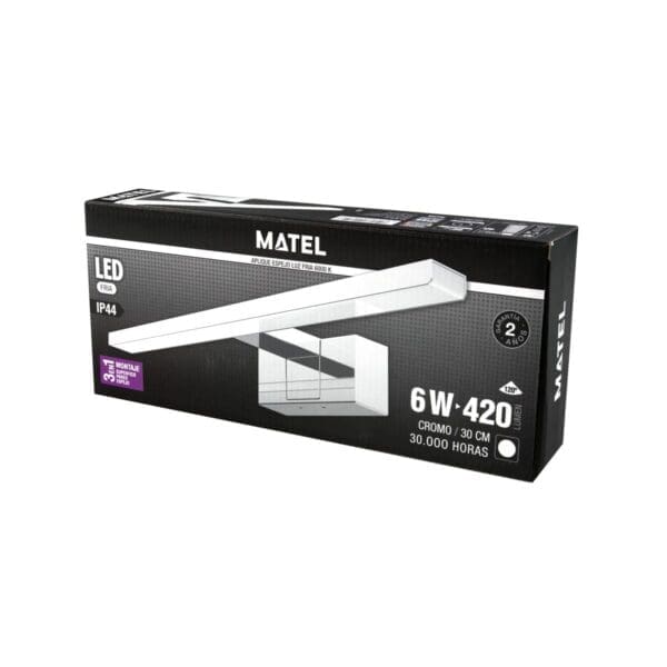 APLIQUE LED PARA ESPELHO CROMADO MATEL 6W 300MM - Image 2