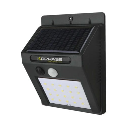 APLIQUE SOLAR LED KORPASS COM SENSOR 3W LUZ FRIA