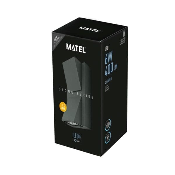 APLIQUE LED LUXE EXTERIOR IP54 MATEL TRAPÉZIO 6W FRIA - Image 2