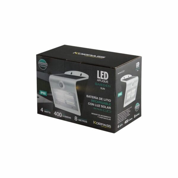 APLIQUE LED SOLAR KORPASS COM SENSOR 4W BRANCO FRIA - Image 2