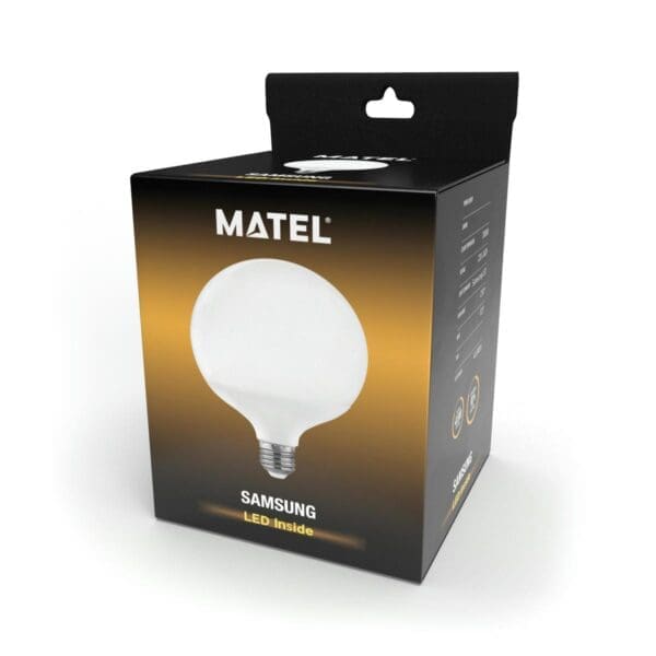 LÂMPADA LED GLOBO MATEL CHIP SAMSUNG G95 E27 QUENTE 12W - Image 2